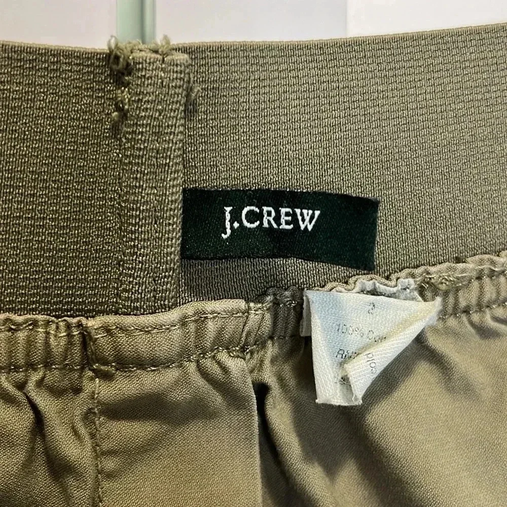 Imperfect vintage J. CREW mini‎ skirt 100% cotton pockets stretchy green label
